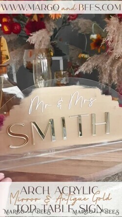 TABLE DECOR SIGNS Acrylic table decor Numbers Acrylic Arch Top Table Sign, Gold Mirror Acrylic Sign, Golden Plexi Top Table Sign, Luxury Wedding Table Decor, Custom Wedding Signage Golden Mirror Cards Sign14