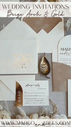 WEDDING INVITATIONS gold / rose gold / silver / glitter Custom Wedding invitations velvet beige pocket, Elegant Arch Wedding Invitations, Gold Wedding Invitation Suite,  Luxury wedding Cards24