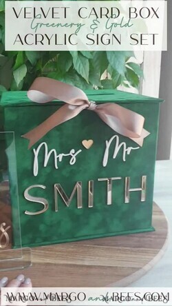 CARD BOXES velvet card boxes  Gift Card Box &  Sign Set , Velvet green wedding wishing well money gift card box, Personalized Wedding Card Box, Greenery Luxury Card Box, Wedding Card Box with Lid, Emerald Wedding Money Box, Garden Wedding Card Box11