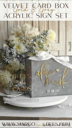 CARD BOXES velvet card boxes Card Box, Wedding Card Box with Lid, Spring Wedding Money Box, Wedding Card Box with slot and cards and gift Arch acrylic sign set21