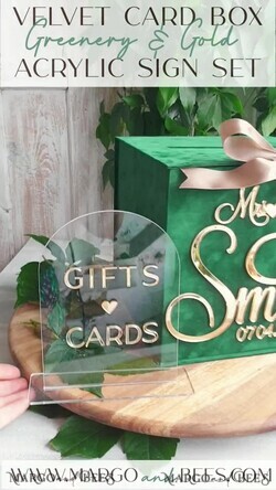 CARD BOXES velvet card boxes Garden Wedding Card Box Gift Card Box & arch Sign Set , Velvet green wedding wishing well money gift card box, Personalized Wedding Card Box, Greenery Luxury Card Box, Wedding Card Box with Lid, Emerald Wedding Money Box, Garden Wedding Card Box20