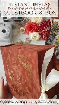 WEDDING GUEST BOOKS Velvet Instax Guestbook terracotta Gold Presonalised Wedding Guest Book, Velvet Memory Photo Booh Book, Fall Wedding, Polaroid velvet Guest book 17