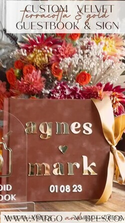 WEDDING GUEST BOOKS Instax Instant Photo Book Fall Terracotta Gold Acrylic Wedding Guest Book Personalised and sign set, Velvet Rust Instant Photo Book Boho Elegant Instax Wedding Photo Guestbook22