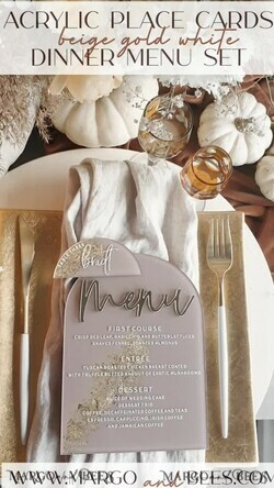 PLACE CARDS / TABLE CARDS Acrylic Gold Clear / Wood 3D Acrylic Arch Beige Flat Place card, Clear Acrylic and gold Flat Place card, Nude Gold Plexi Flat Place card, Tan Luxury Wedding Table Decor, Earthy Wedding Sign14