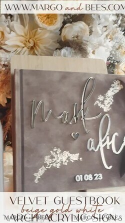 HOCHZEITS-GÄSTEBÜCHER Instax Sofortbildbuch Fall beige Gold Acryl Hochzeitsgäste Buch Personalisierte und Bogen Acryl Schild Set, Tan Taupe Samt Sofortbildbuch Boho Elegante Instax Hochzeitsfoto Gästebuch, Erdige Acryl Instax Gästebuch Schild, Neutrales Samt Fotobuch.28