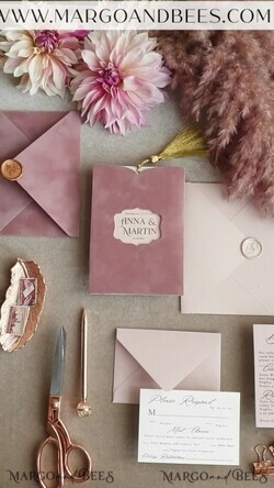 WEDDING INVITATIONS gold / rose gold / silver / glitter Glamour Pink Velvet Wedding Invitations, Luxury Golden Tassel Wedding Invitation Suite, Romantic Blush Pink Arabic Wedding Cards, Elegant Golden Shine Wedding Invites16