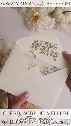 WEDDING INVITATIONS gold / rose gold / silver / glitter Acrylic Wedding invitation suite, Boho Glam Wedding Invitations, Golden Shine Wedding Invitates, Elegant Gold Wedding Cards26