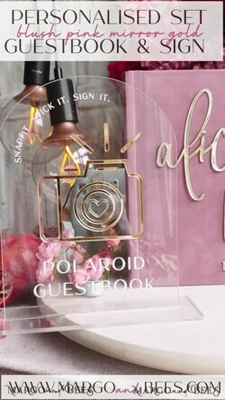 WEDDING GUEST BOOKS Instax Instant Photo Book Mauve Gold Acrylic Wedding Guest Book Personalised and sign set, Velvet dusty Rose Instant Photo Book Boho Elegant Instax Wedding Photo Guestbook27