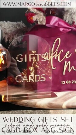 CARD BOXES velvet card boxes burgundy Card Box, Maroon Wedding Card Box with Lid, Marsala Wedding Money Box, Wedding Card Box with slot  cards & gift Arch acrylic sign set28