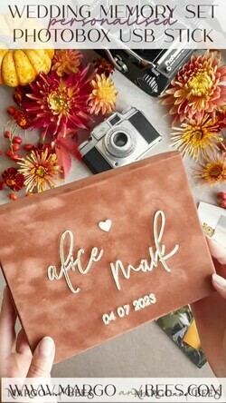 PHOTO ALBUM/ PHOTO BOX  Velvet Photo Box Photographer Box  Terracotta Velvet Photo Box Photographer Box Wedding Memory Box, Burnt Orange Custom Keepsake Box, Rust Photographer Gifts for Clients, Wedding Pictures packaging, Custom photography Copper box23