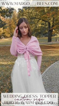 BRIDE bolero, robes, garter WEDDING BOLERO & SHRUGS Blush Wedding bolero long sleeve Shrug Women Wedding, Wedding dress Topper, Bridal Sweater Coverup, Jacket for Bride,  Bridal Blouse Bridal Shrug 6