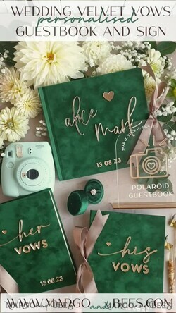 WEDDING GUEST BOOKS Bundle Gustbooks & Vows set Bundle Personalised  Wedding Guest Book & Custom Made Wedding Vows set of two - Bundle guestbook and vows books 33