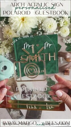 WEDDING GUEST BOOKS Instax Instant Photo Book Emerald Green Gold Acrylic Wedding Guest Book Personalised and sign set, Velvet Garden Greenery Instant Photo Book Boho Elegant Instax Wedding Photo Guestbook16