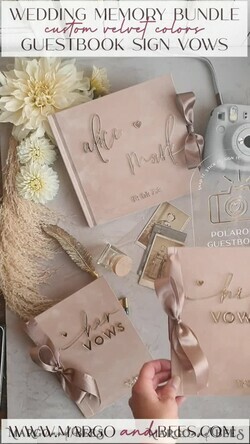 WEDDING GUEST BOOKS Bundle Gustbooks & Vows set Personalised Wedding Guest Book & Custom Made Wedding Vows set of two - Bundle guestbook and vows books 24