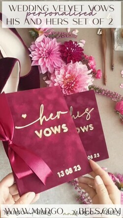 WEDDING VOWS Acrylic Clear Gold Maroon Bride and groom vow books, Burgundy wedding vow books set of two, Velvet Marsala personalized vow booklets, Golden Mirror his and her vow books, Acrylic Velvet Gold custom wedding vow cases, bridal shower gift9