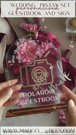 WEDDING GUEST BOOKS Instax Instant Photo Book Maroon Gold Acrylic Wedding Guest Book Personalised and sign set, Velvet Garden Burgundy Instant Photo Book Boho Elegant Marsala Instax Wedding Photo Guestbook9