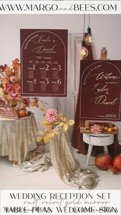 TABLE PLANS AND WEDDING WELCOME SIGNS plexi gold / velvet Fall Wedding Table Plan, terracotta velvet and Gold Modern Seating Chart, 3d Elegant Find Your Seat - Seating Plan , Luxury Wedding Table Plan, Wedding Decoration with golden letters - Golden Reception Signage - Custom Ceremony Sign22