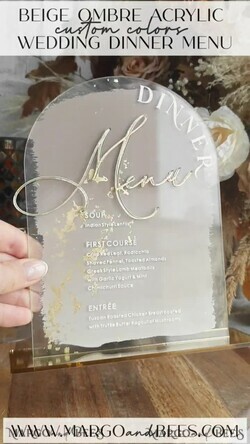 TISCHDEKORATIONSCHILDER   Acryl Tischdekoration Zahlen Acrylbogen Ombre Cappuccino Tischmenü, klarer Acryl- und Goldschild, nude gold Plexi Tischnummern, tanfarbene Luxus-Hochzeitsdekoration, erdige Hochzeitsschilder goldene Spiegel Tischnummern20