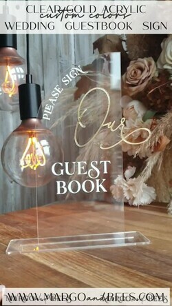TABLE DECOR SIGNS Guestbook & Cards Gifts Signs Transparent Acrylic sign Our guestbook Sign, Half Arch Beige Ombre Acrylic Gold Guestbook Sign, Nude Gold Plexi Sign Our guestbook, Taupe Luxury Wedding Table Decor, Wedding Signage Golden Mirror Guestbook Sign with stand18