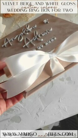 RING BEARER BOXES & PILLOWS Velvet ring box for wedding ceremony Beige White velvet Wedding Ring Box for ceremony, Nude Ring Box for Wedding Ceremony 3 rings velvet, Boho Glam Wedding Ring Boxes his hers, Luxury Velvet Ring box double Custom Colors18