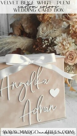 CARD BOXES velvet card boxes Beige Velvet Card Box , Wedding Card Box with Lid, Nude Wedding Money Box, Wedding Card Box with slot 19