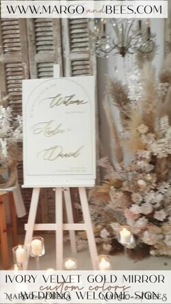TISCHPLÄNE UND WILLKOMMENSCHILDER FÜR HOCHZEITEN Plexi Gold / Samt Arch Velvet Hochzeits Willkommen-Schild, goldene Hochzeitsdekoration, personalisiertes Hochzeitsschild, elegantes Willkommen-Hochzeitsbrett46