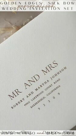 WEDDING INVITATIONS modern calligraphy / fine art Fine Art Ivory Gold Wedding Invitation, Floral Wedding Invitation,Beige floral Invitation suite, Wreath Monogram wedding invitation suite, Deckled Edge Invites8