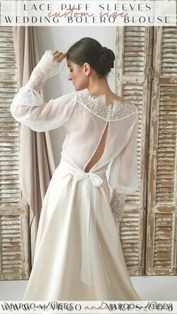 BRIDE bolero, robes, garter LACE WEDDING BOLERO Ivory Silk and Lace Wedding bolero long sleeve, Shrug Women Wedding, Bridal Backless Coverup, Ivory Blouse for Bride, Bridal Lace Blouse, dress capalet22