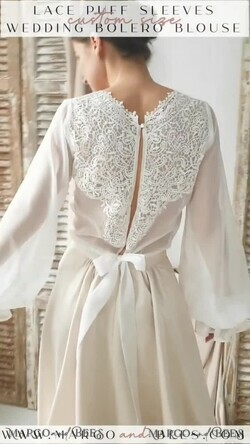 BRIDE bolero, robes, garter LACE WEDDING BOLERO Ivory Silk and Lace Wedding bolero long sleeve, Shrug Women Wedding, Bridal Backless Coverup, Ivory Blouse for Bride, Bridal Lace Blouse, dress capalet30