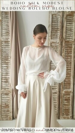 BRIDE bolero, robes, garter LACE WEDDING BOLERO Ivory Silk Wedding bolero long sleeve, Shrug Women Wedding, Bridal Modest Coverup, Boho Blouse for Bride, Bridal Lace Blouse, dress capalet30