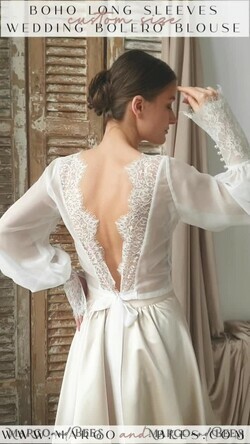 BRIDE bolero, robes, garter LACE WEDDING BOLERO Ivory Silk and Lace Wedding bolero long sleeve, Shrug Women Wedding, Bridal Backless Coverup, Ivory Blouse for Bride, Bridal Lace Blouse, dress capalet21