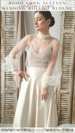 BRIDE bolero, robes, garter LACE WEDDING BOLERO Ivory tulle Wedding bolero puff sleeve, Shrug Women Wedding, Bridal Coverup, Ivory Blouse for Bride, Bridal Tulle Blouse, dress capalet16