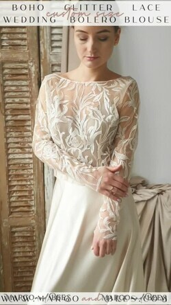 BRAUT Bolero, Kleider, Strumpfband SPITZEN HOCHZEITSBOLERO Elfenbein Spitzen Hochzeitsbolero mit Puffärmeln, Shrug Frauen Hochzeit, Braut Rückenfreies Coverup, Elfenbein Bluse für die Braut, Braut Spitzenbluse, Kleid Capelet8