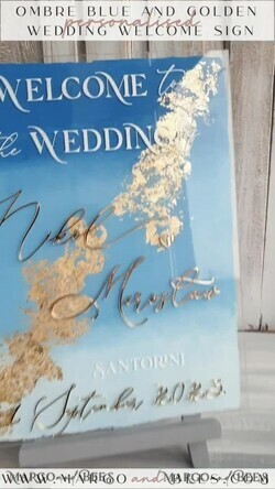TABLE PLANS AND WEDDING WELCOME SIGNS plexi gold / velvet Acrylic Sky blue & Gold Wedding Welcome Sign, Painted Acrylic & gold Wedding Welcome Sign, Royal Blue Ombre Gold Plexi Wedding Welcome Sign,  Luxury Wedding Wedding Welcome Sign, Greece Beach Wedding Signage Golden mirror Wedding Welcome Sign8