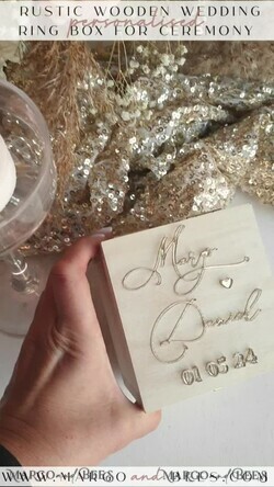 rustic Custom Wooden Wedding Ring Box, wooden gold Box For Rings Or Bands Personalised, Wood Ring Box for ceremony 8