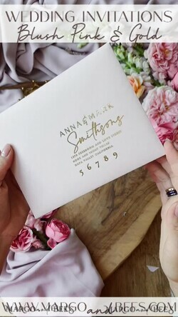 WEDDING INVITATIONS gold / rose gold / silver / glitter Arch Wedding Invitation suite, Blush Pink Golden Wedding Invitations with Rsvp Velvet Pocket, Blush Pink Modern Wedding Cards19