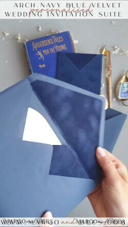 WEDDING INVITATIONS gold / rose gold / silver / glitter Elegant Arch Wedding Invitations Navy Blue, Velvet Pocket Dark blue Gold Modern Wedding, Wedding Invitation Suite, Arch Velvet Pocket Invitation set14