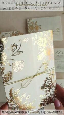 WEDDING INVITATIONS gold / rose gold / silver / glitter Luxury Gold Foil Wedding Invitations, Plexi Glamour Wedding Invitation Suite, Elegant Velvet Wedding Cards, Bespoke Golden Wedding Stationery13