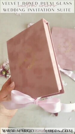 WEDDING INVITATIONS Invitations for VIP/ boxed Invites for Parents Blush Pink Boxed Wedding Invitation set ,3D Golden Plexi Wedding Invitation Suite Luxury Box, Elegant Boho Velvet Wedding Cards, Bespoke Golden Invites33