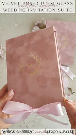 WEDDING INVITATIONS Invitations for VIP/ boxed Invites for Parents Blush Pink Boxed Wedding Invitation set ,3D Golden Plexi Wedding Invitation Suite Luxury Box, Elegant Boho Velvet Wedding Cards, Bespoke Golden Invites17