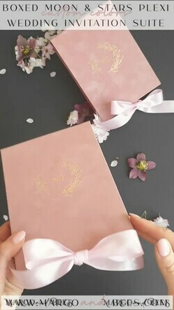 WEDDING INVITATIONS Invitations for VIP/ boxed Invites for Parents Arch Acrylic  Wedding Invitations in velvet box, Black Plexi Glamour Wedding Invitation Suite Luxury Box, Moon Stars Elegant Velvet Wedding Cards34