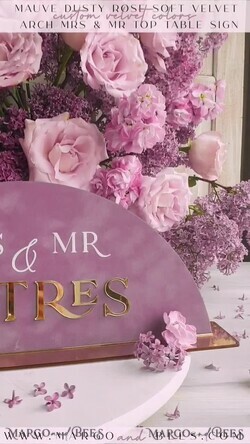 TISCHDEKORATIONSCHILDER   Samt Tischnummern und Dekoration Staubige Rose Goldene Acryl Tisch-Tafeln Mr & Mrs mit Ständer, Mauve Samt Gold Tischschild, Acryl Lila Tischschild, Lila Goldene Hochzeits Tischdekoration13