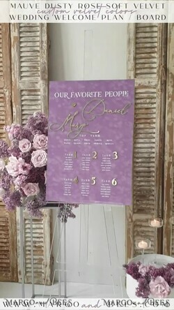 TISCHPLÄNE UND WILLKOMMENSCHILDER FÜR HOCHZEITEN Plexi Gold / Samt Mauve Samt & Gold Modernes Samt Sitzplan, Lila 3D Elegantes Finde deinen Platz, Staubige Rose Sitzplan, Flieder Luxus Hochzeits Tischplan, Hochzeitsdekoration mit goldenen Buchstaben17