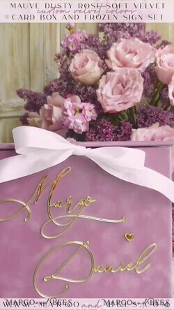 CARD BOXES velvet card boxes Mauve Velvet Gift Card Box & Cards Gifts Sign Set, Velvet Classic wedding wishing well money gift card box, Personalized Gold Box, MvS22