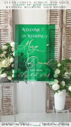 TABLE PLANS AND WEDDING WELCOME SIGNS plexi gold / velvet Luxury Green and Gold Wedding Welcome Sign, Emerald Green Acryl Wedding Decor, Personalised Wedding Sign, Wedding Board, Welcome Wedding Board 18