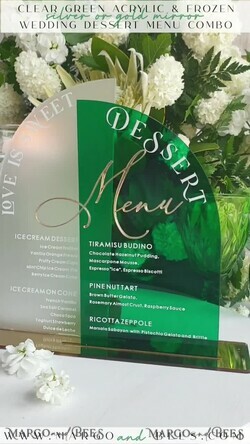 TABLE DECOR SIGNS Acrylic table decor Numbers Acrylic Arch Emerald Green Dessert menu, Green Acrylic gold Candy Bar Sign, Green Gold Plexi Table Arch Menu, Luxury Greenery Wedding Table Decor,10