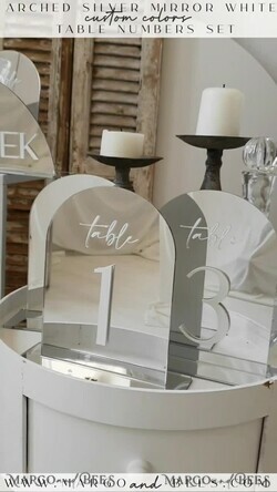 TABLE DECOR SIGNS Acrylic table decor Numbers Arch Acrylic Table Numbers Silver Acrylic Sign, Silver Plexi Table Numbers, Luxury Wedding Table Decor Centerpieces Decorations, SvS8
