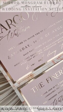 HOCHZEITS EINLADUNGEN 3-fach gefaltete Hochzeitseinladungen 3-fach Luxus Blush Pink Spiegel Gold Hochzeitseinladungen, elegante Nude Hochzeitseinladungen, Glamour Acryl Monogramm Hochzeitseinladungen, Spiegel Plexi Hochzeitseinladungsset32