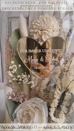 NEWLY WEDS COUPLE GIFTS Geldgeschenk zur Hochzeit  Geschenkschachtel für Geld Geldgeschenk zur Hochzeit mit Strauß aus Trockenblumen personalisiert15