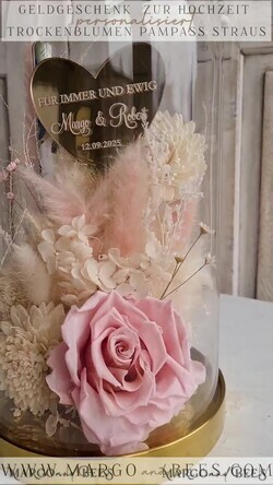 NEWLY WEDS COUPLE GIFTS Geldgeschenk zur Hochzeit  Geschenkschachtel für Geld Geldgeschenk zur Hochzeit mit Strauß aus Trockenblumen personalisiert25